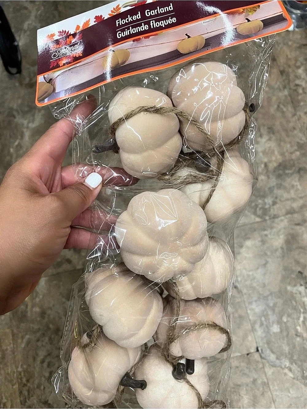 Celebrate It Flocked Garland 6 ft Cream NWT